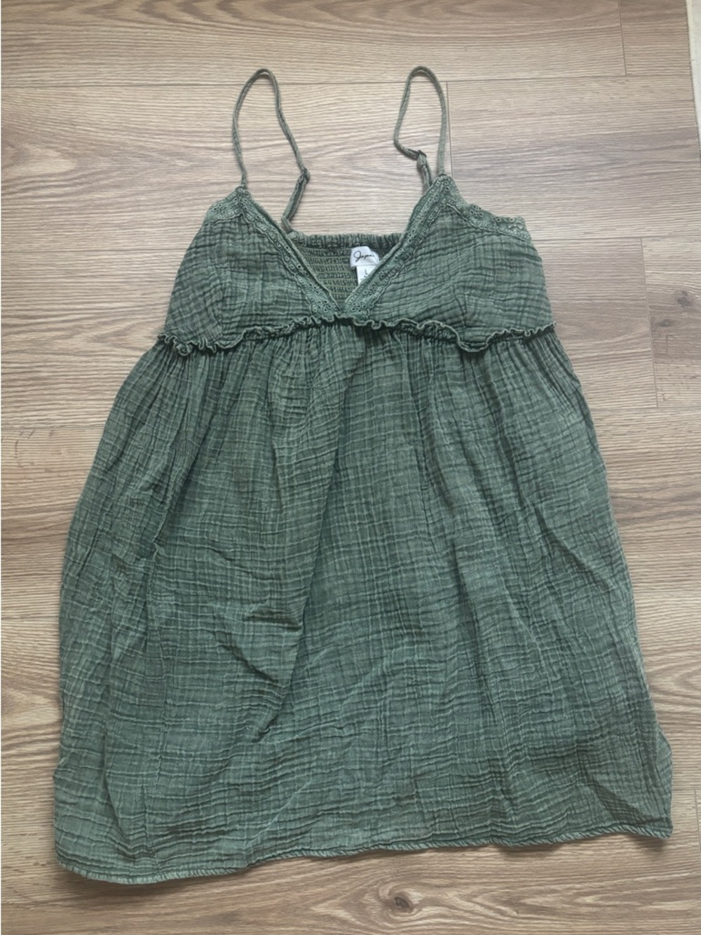Olive Green Gauze Spaghetti Strap Tank